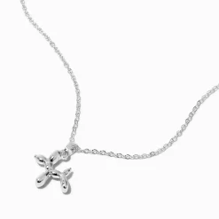 Collier à pendentif animal en ballon miniature couleur argentée