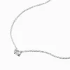 Collier à pendentif avec strass en zircon cubique d'imitation ovale couleur argentée