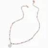 Collier à pendentif chaîne à maillons trombones couleur dorée et demi perlé marguerite blanc
