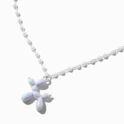 Collier à pendentif chaîne perle d'imitation animal en ballons de baudruche iridescent