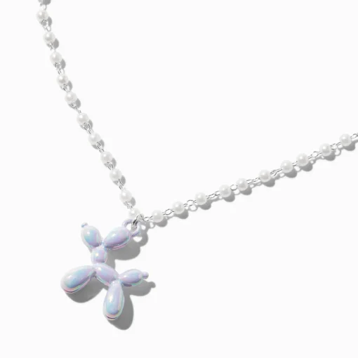 Collier à pendentif chaîne perle d'imitation animal en ballons de baudruche iridescent