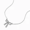 Collier à pendentif couleur argentée nœud et strass