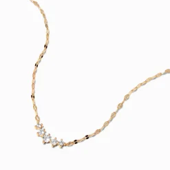 Collier à pendentif croissant en zircon cubique d'imitation couleur dorée