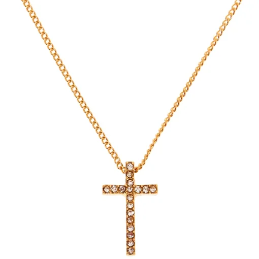 Collier à pendentif croix couleur doré