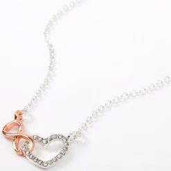 Collier à pendentif cœur boucle infinie en métaux mixtes