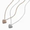 Collier à pendentif cœur bouffant pavé en métaux mixtes