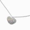Collier à pendentif cœur en strass pavé couleur argentée