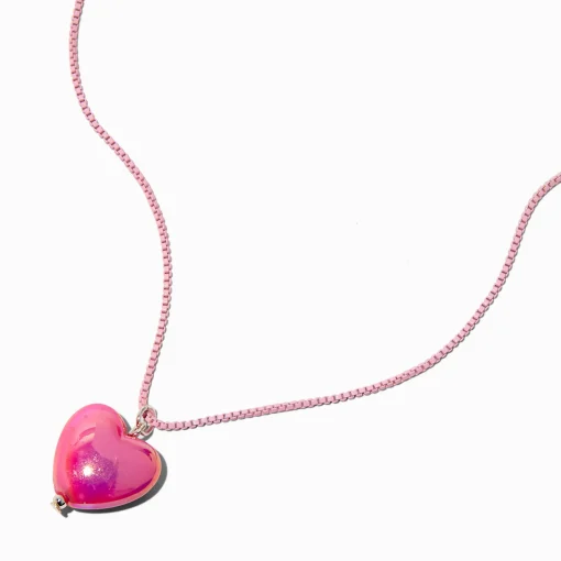Collier à pendentif cœur rose