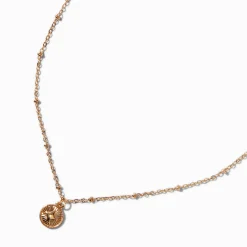 Collier à pendentif disque mini étoile rayonnante couleur dorée