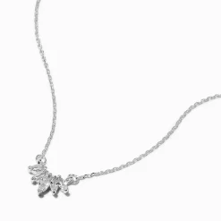 Collier à pendentif en forme d’arc en zircon cubique couleur argentée
