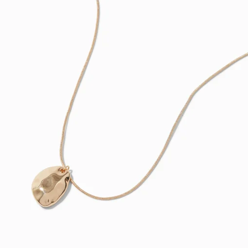Collier à pendentif galet couleur dorée