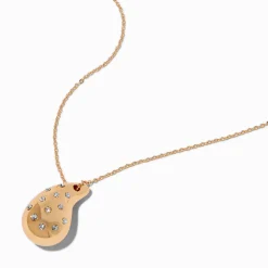 Collier à pendentif goutte bulle incrustée de strass couleur dorée