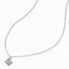 Collier à pendentif initiale lettre majuscule strass couleur argentée - M