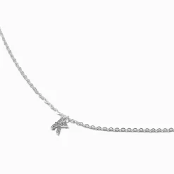 Collier à pendentif initiale en majuscule en strass couleur argentée - K