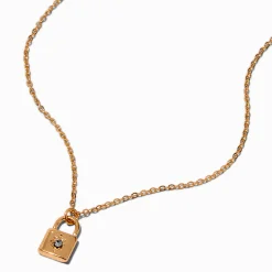 Collier à pendentif mini cadenas couleur dorée