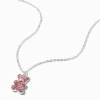 Collier à pendentif nounours strass roses