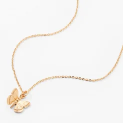 Collier à pendentif papillon 3D couleur dorée
