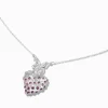 Collier à pendentif papillon et cœur pavé couleur argentée