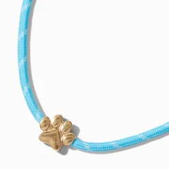 Collier à pendentif patte corde bleu clair