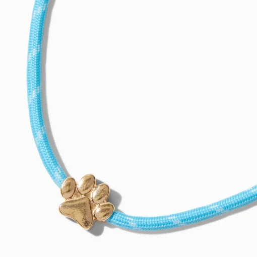 Collier à pendentif patte corde bleu clair