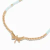 Collier à pendentif perles de rocaille libellule couleur dorée
