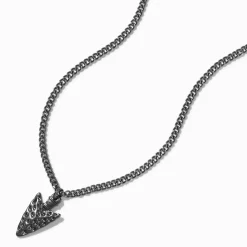 Collier à pendentif pointe de flèche martelé couleur hématite