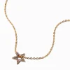 Collier à pendentif étoile pavée strass couleur argentée