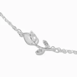 Collier à pendentif tulipe couleur argentée