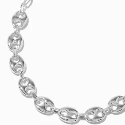 Collier chaîne style languettes de canette couleur argentée