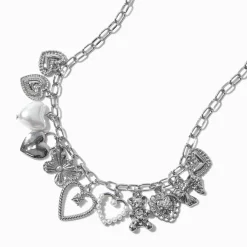 Collier de chaîne à maillons trombone avec breloques Uptown couleur argentée