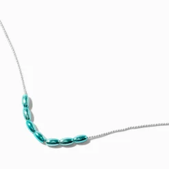Collier de chaîne billes coulissantes anodisées bleues