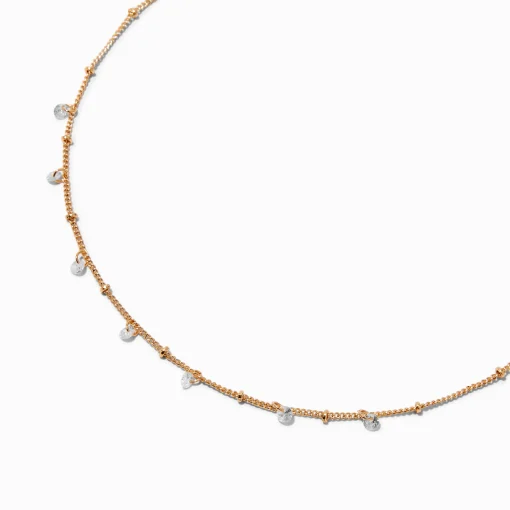 Collier de chaîne couleur dorée avec breloque confetti en zircon cubique d'imitation