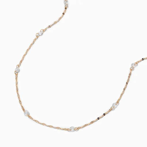 Collier de chaîne disco en zircon cubique d'imitation couleur dorée