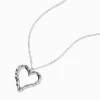 Collier long à pendentif cœur texturé couleur argentée