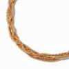 Collier multi-rangs avec chaîne tressée couleur dorée