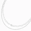 Collier multi-rangs avec chaîne à maillons strass et trombone couleur argentée
