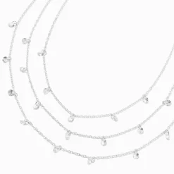 Collier multi-rangs confetti en zircon cubique couleur argentée