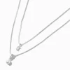 Collier multi-rangs perle d'imitation et zircon cubique double couleur argentée