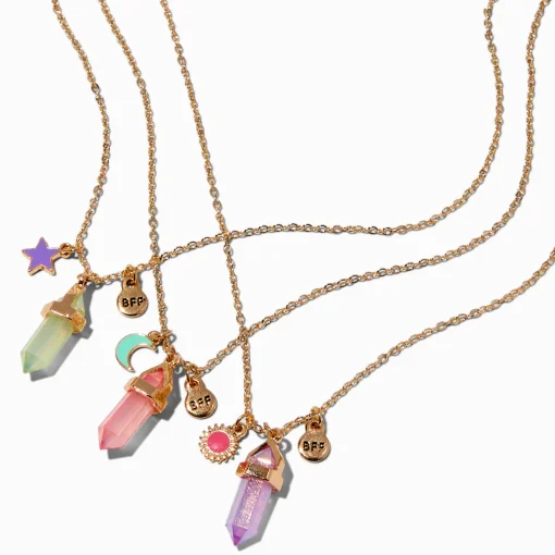 Colliers à pendentif célestes strass mystiques best friends - Lot de 3