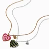 Colliers à pendentif cœur à paillettes best friends - Lot de 2