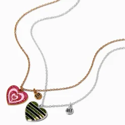 Colliers à pendentif cœur à paillettes best friends - Lot de 2