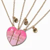 Colliers à pendentif cœur dégradé rose best friends - Lot de 3