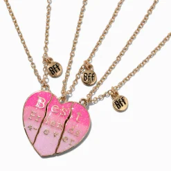 Colliers à pendentif cœur dégradé rose best friends - Lot de 3