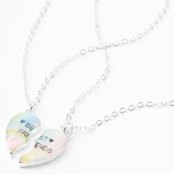 Colliers à pendentif cœur fendu cosmique best friends - Lot de 2