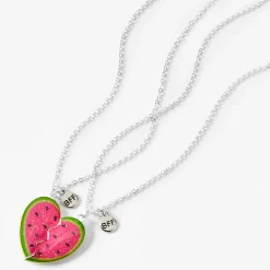 Colliers à pendentif cœur fendu en deux pastèque best friends - Lot de 2