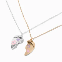 Colliers à pendentif cœur fendu mère fille - Lot de 2