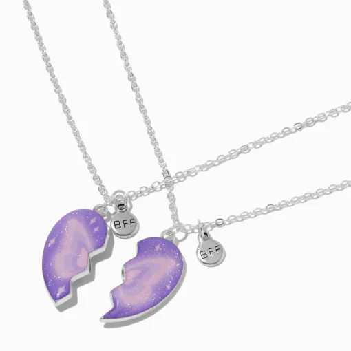 Colliers à pendentif cœur fendu ombre de papillon best friends - Lot de 2