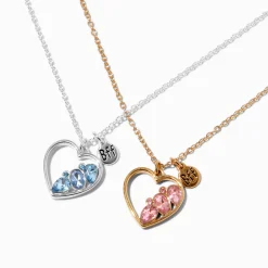 Colliers à pendentif demi cœur en strass en métaux mixtes Best Friends - Lot de 2