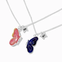 Colliers à pendentif papillon fendu en deux best friends - Lot de 2