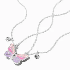 Colliers à pendentifs Best Friends en forme de papillon à couleurs changeantes en fonction des UV - Lot de 2